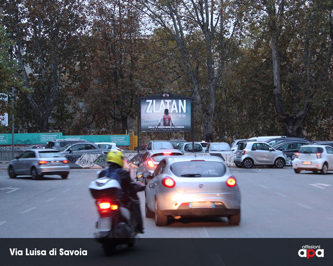 Pubblicità del film Zlatan nel centro di Roma, in Via Luisa di Savoia.