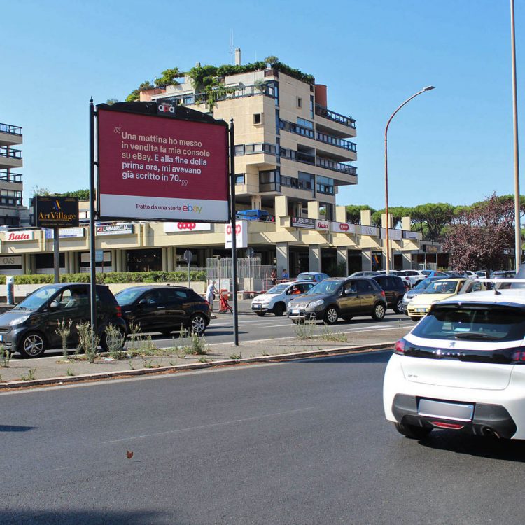Poster pubblicitario 3x2 su Via Aurelia a Roma, appartenente al circuito Central City Rosso di APA.